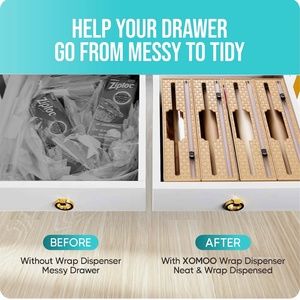 2 in 1 Wrap Dispenser with Cutter and Labels